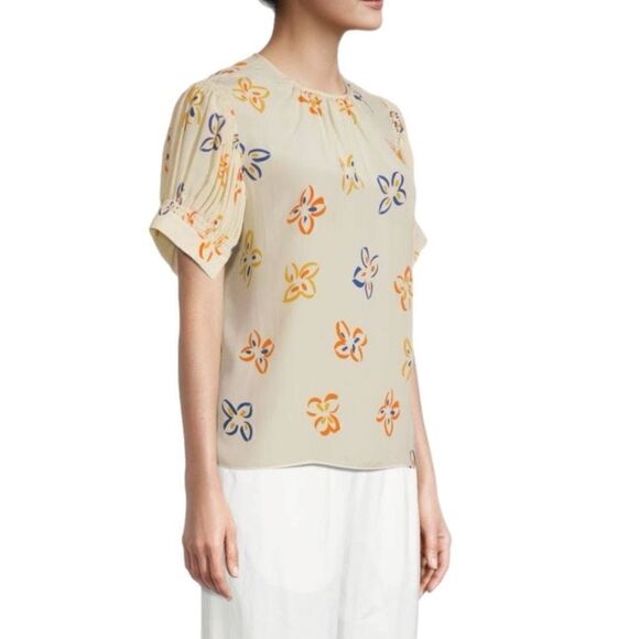 Rebecca Taylor Flame Fleur Silk Blouse - Picture 3 of 11